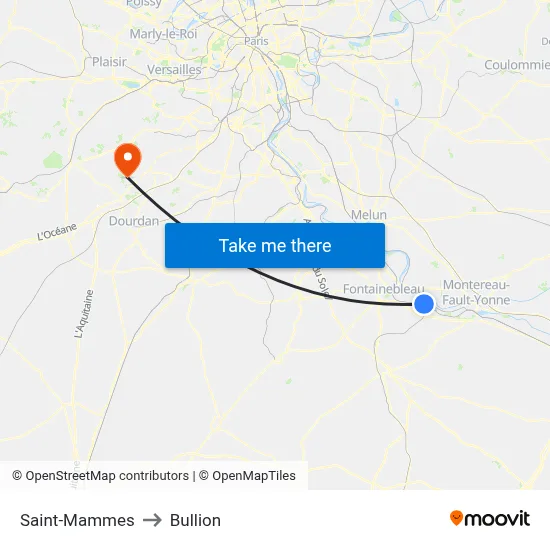 Saint-Mammes to Bullion map