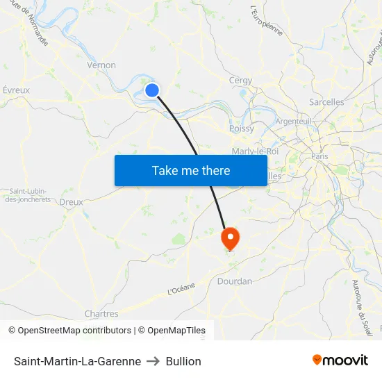 Saint-Martin-La-Garenne to Bullion map