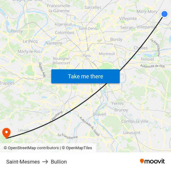 Saint-Mesmes to Bullion map