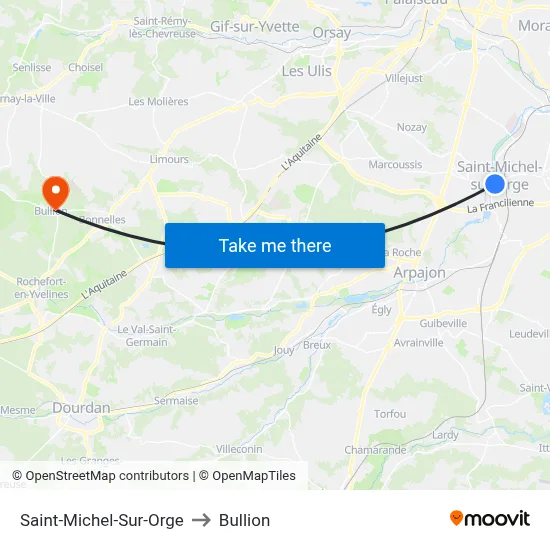 Saint-Michel-Sur-Orge to Bullion map
