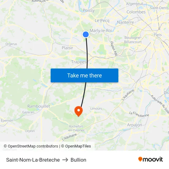 Saint-Nom-La-Breteche to Bullion map