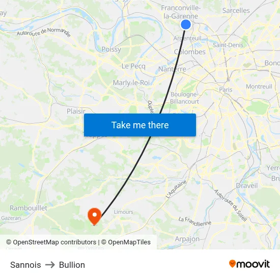 Sannois to Bullion map