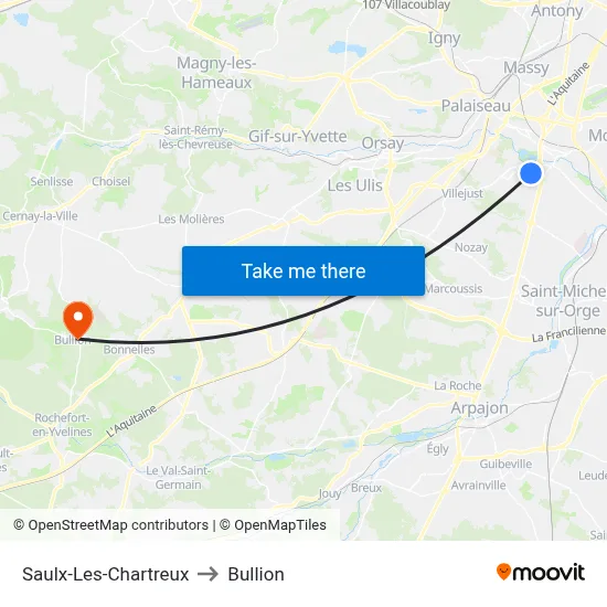 Saulx-Les-Chartreux to Bullion map
