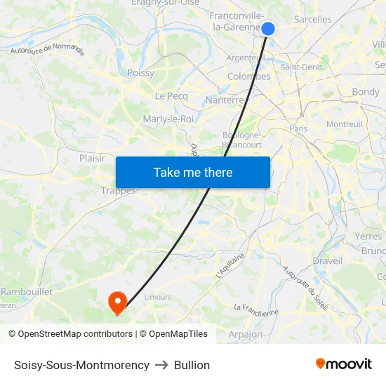 Soisy-Sous-Montmorency to Bullion map