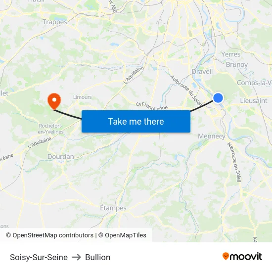 Soisy-Sur-Seine to Bullion map