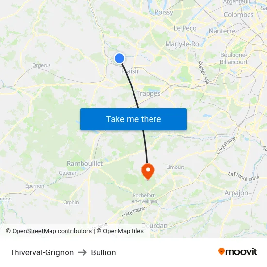 Thiverval-Grignon to Bullion map