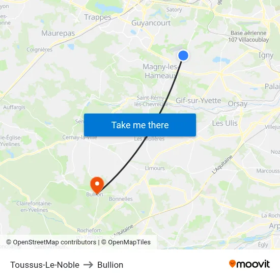 Toussus-Le-Noble to Bullion map