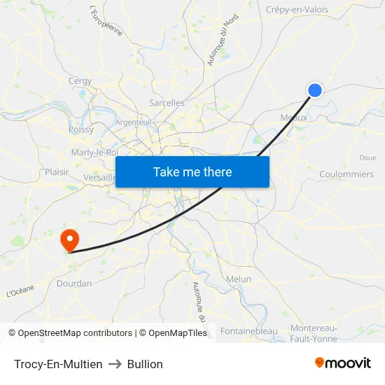 Trocy-En-Multien to Bullion map