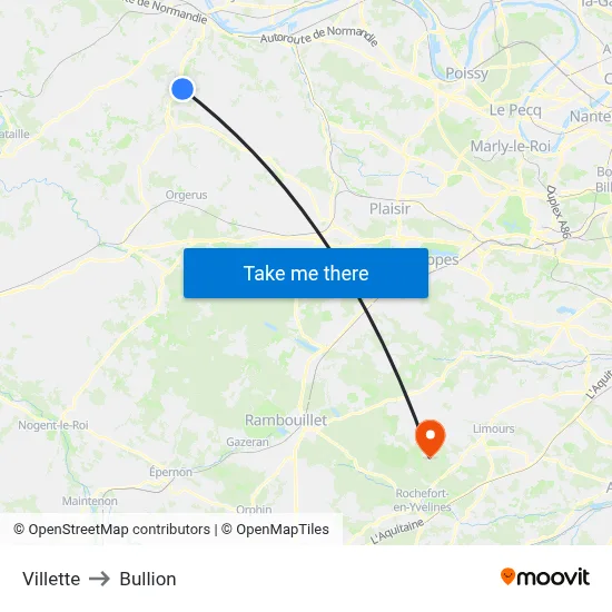 Villette to Bullion map