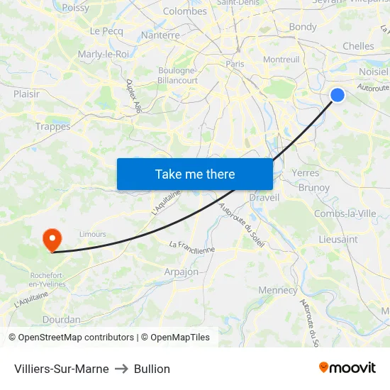 Villiers-Sur-Marne to Bullion map