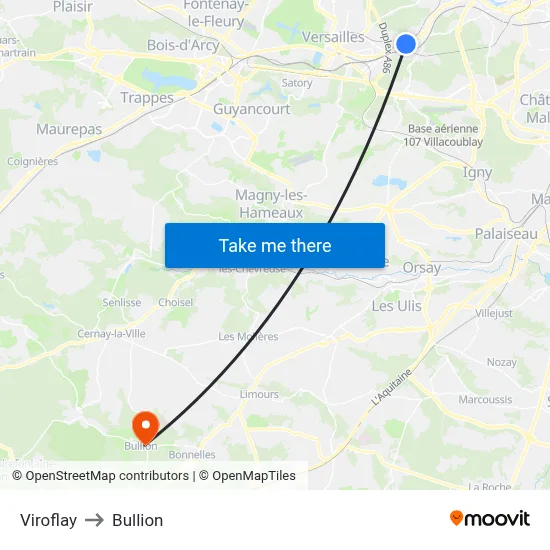 Viroflay to Bullion map