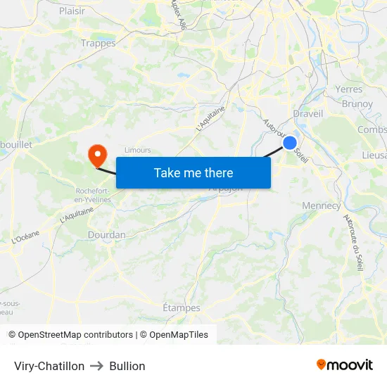 Viry-Chatillon to Bullion map