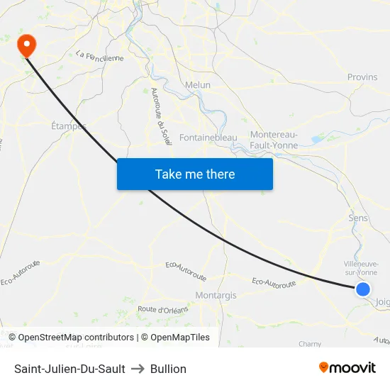 Saint-Julien-Du-Sault to Bullion map