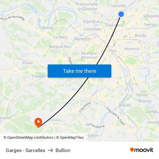 Garges - Sarcelles to Bullion map