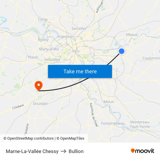 Marne-La-Vallée Chessy to Bullion map