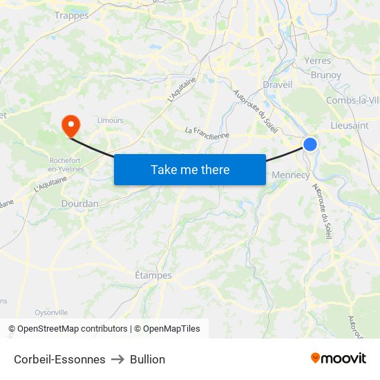 Corbeil-Essonnes to Bullion map