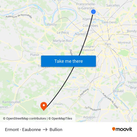 Ermont - Eaubonne to Bullion map