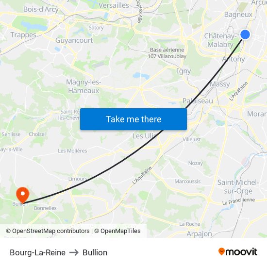 Bourg-La-Reine to Bullion map