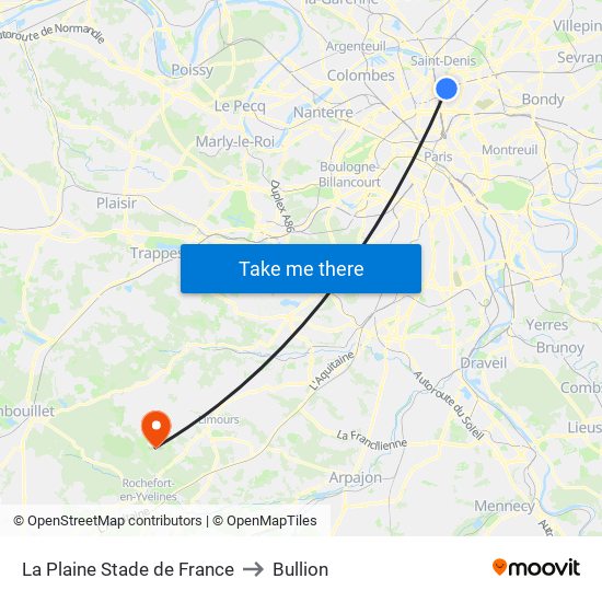La Plaine Stade de France to Bullion map