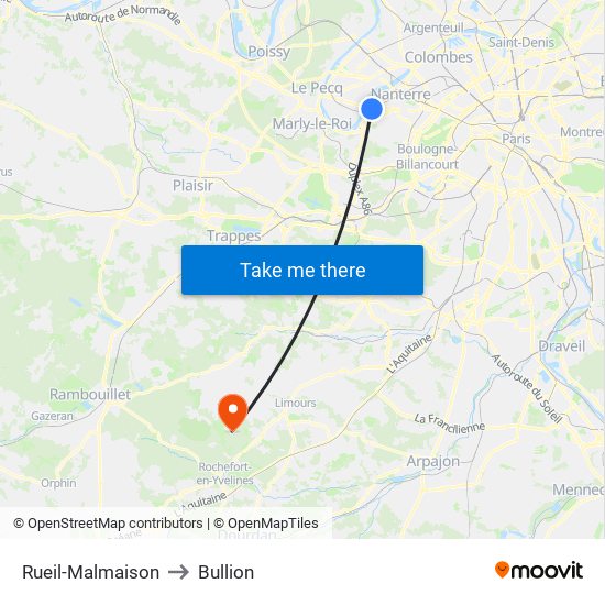 Rueil-Malmaison to Bullion map