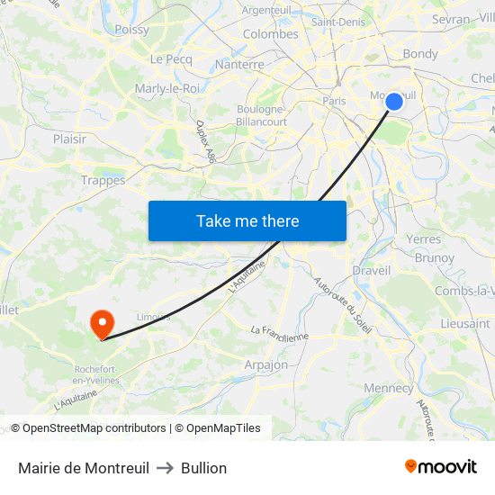 Mairie de Montreuil to Bullion map