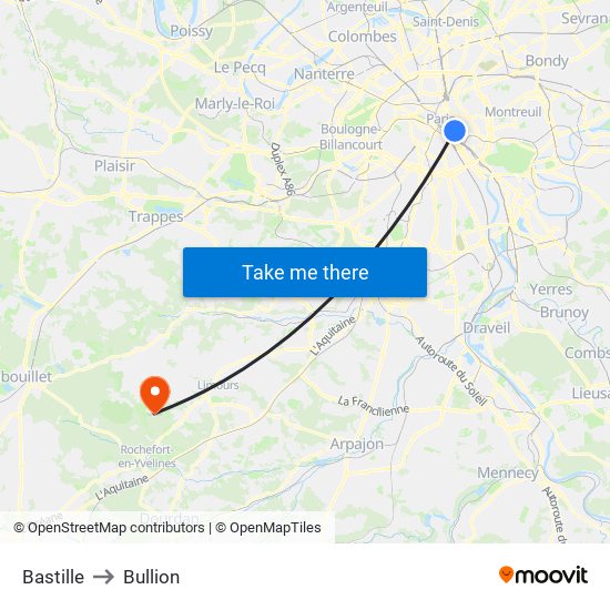 Bastille to Bullion map