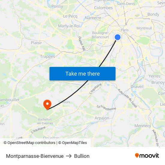 Montparnasse-Bienvenue to Bullion map