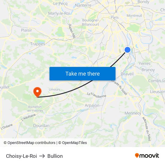 Choisy-Le-Roi to Bullion map