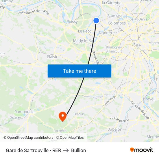 Gare de Sartrouville - RER to Bullion map
