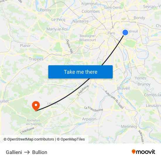 Gallieni to Bullion map