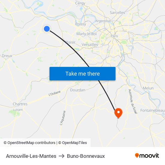 Arnouville-Les-Mantes to Buno-Bonnevaux map