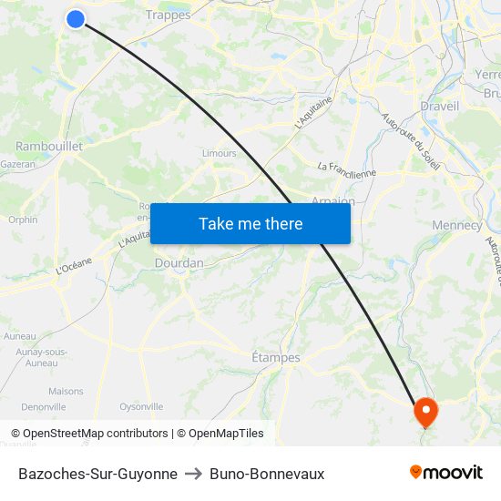 Bazoches-Sur-Guyonne to Buno-Bonnevaux map