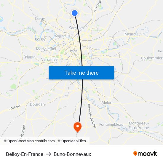 Belloy-En-France to Buno-Bonnevaux map