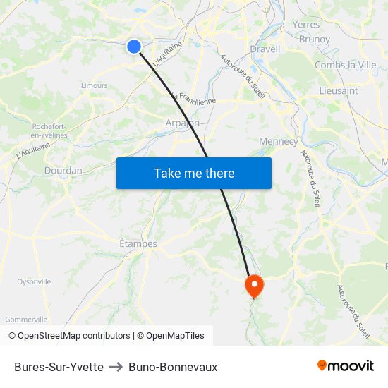 Bures-Sur-Yvette to Buno-Bonnevaux map