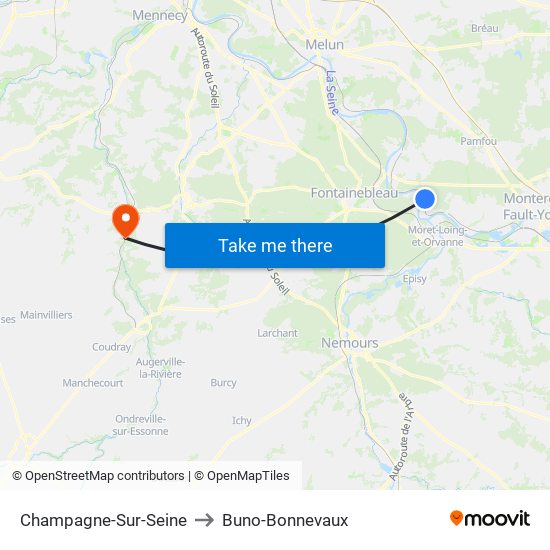 Champagne-Sur-Seine to Buno-Bonnevaux map