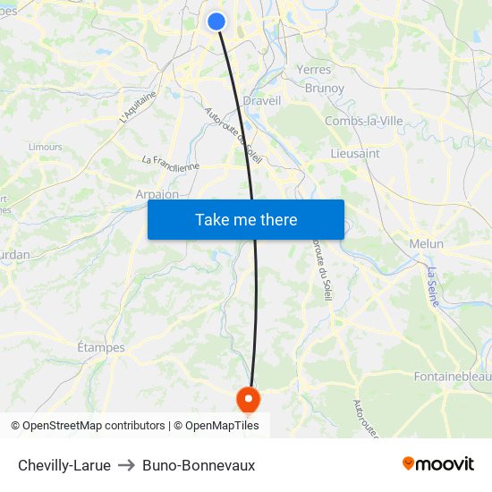 Chevilly-Larue to Buno-Bonnevaux map