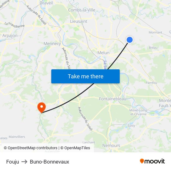 Fouju to Buno-Bonnevaux map