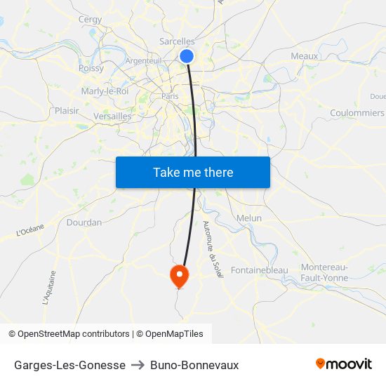 Garges-Les-Gonesse to Buno-Bonnevaux map