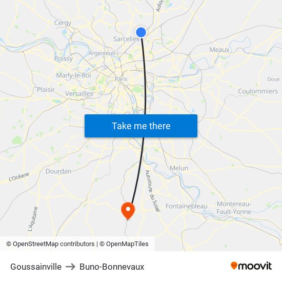Goussainville to Buno-Bonnevaux map