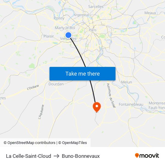 La Celle-Saint-Cloud to Buno-Bonnevaux map