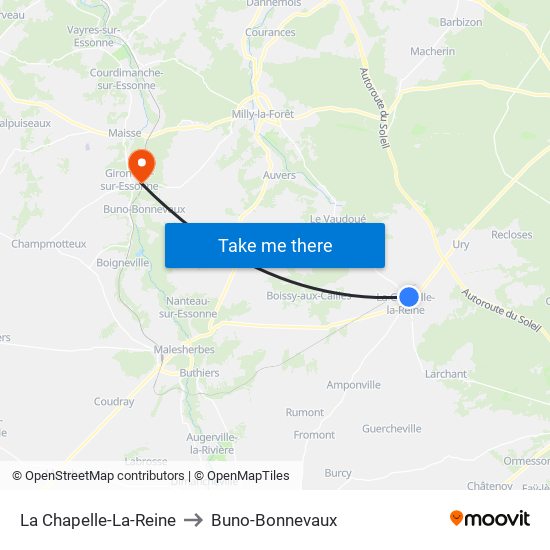 La Chapelle-La-Reine to Buno-Bonnevaux map