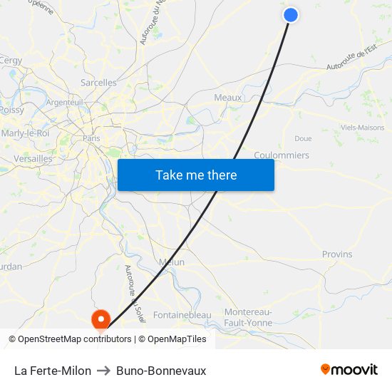 La Ferte-Milon to Buno-Bonnevaux map