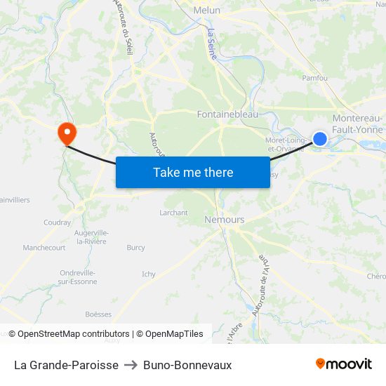La Grande-Paroisse to Buno-Bonnevaux map