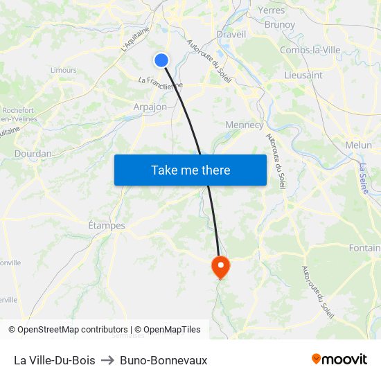 La Ville-Du-Bois to Buno-Bonnevaux map