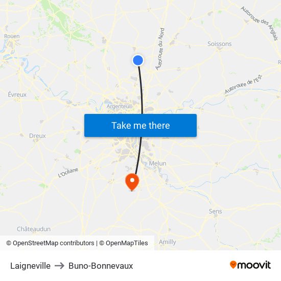 Laigneville to Buno-Bonnevaux map