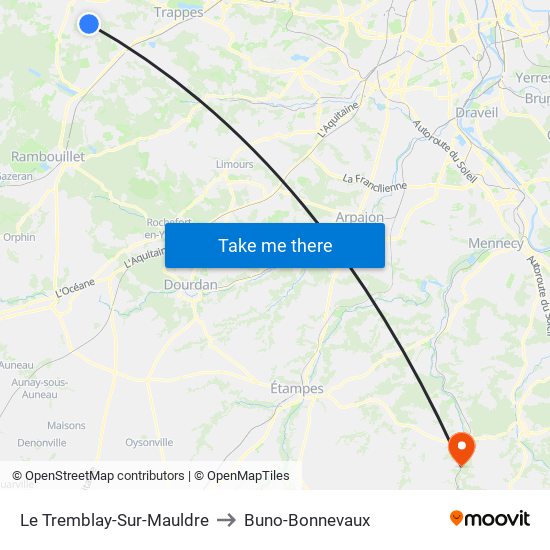Le Tremblay-Sur-Mauldre to Buno-Bonnevaux map