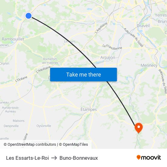 Les Essarts-Le-Roi to Buno-Bonnevaux map