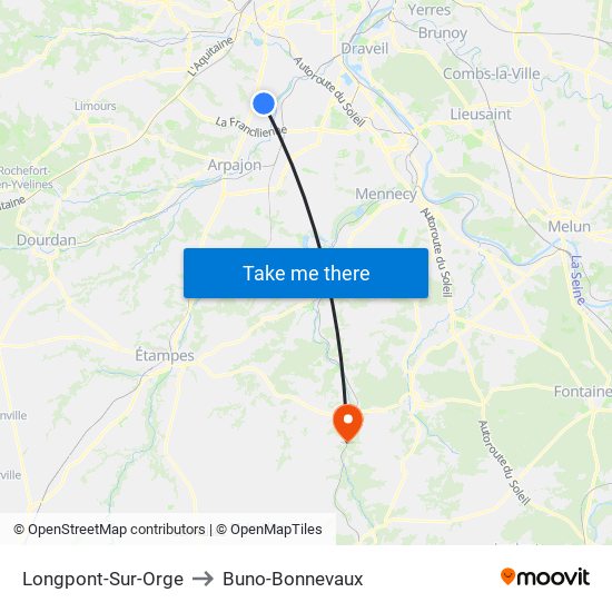 Longpont-Sur-Orge to Buno-Bonnevaux map