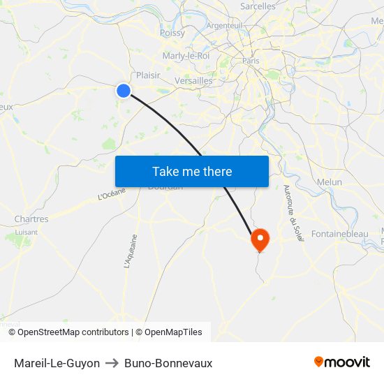 Mareil-Le-Guyon to Buno-Bonnevaux map