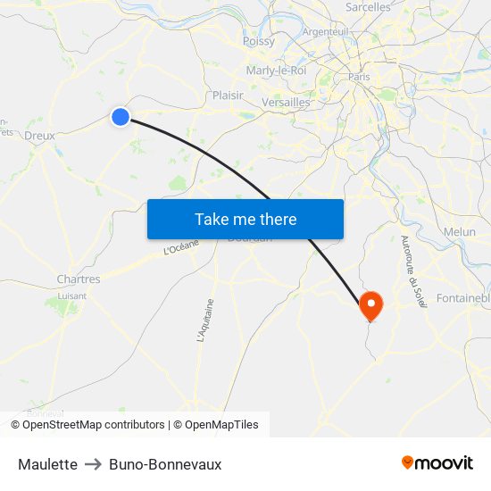 Maulette to Buno-Bonnevaux map